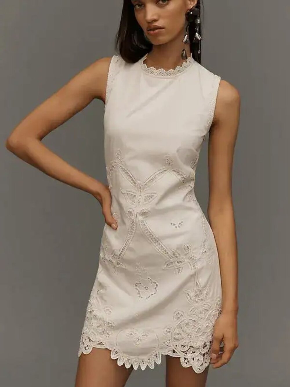NWT By Anthropologie Sleeveless Poplin Lace Mini Dress